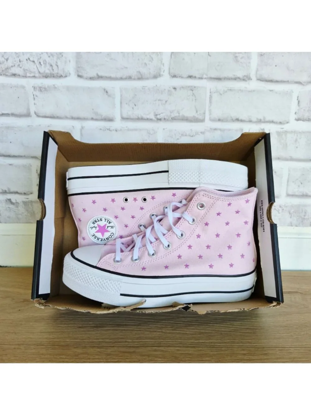 ⭐Converse CTAS Lift Hi Embroidered Stars Sz 8 Womens Shoes Sneakers Pink A17791C